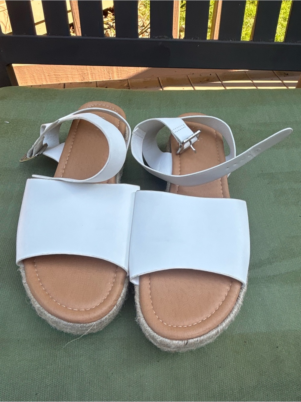 SHEIN White Wide-Band Ankle-Strap Espadrille Sandals